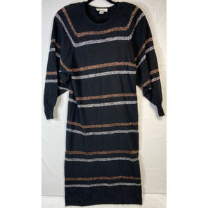 Vinatge Sarah Williams Silk Midi Soft Knit Long Sleeves Sweater Dress Sz M 80s